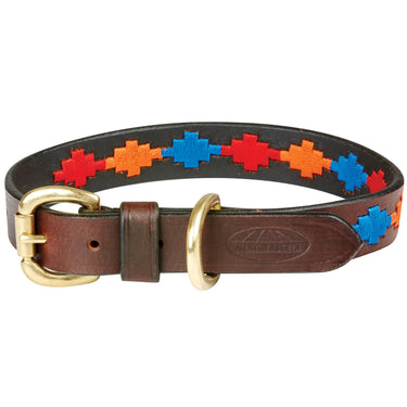 Weatherbeeta Polo Leather Dog Collar Beaufort Brown/Red/Orange/Blue