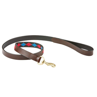 Weatherbeeta Polo Leather Dog Lead Beaufort Brown/Pink/Blue
