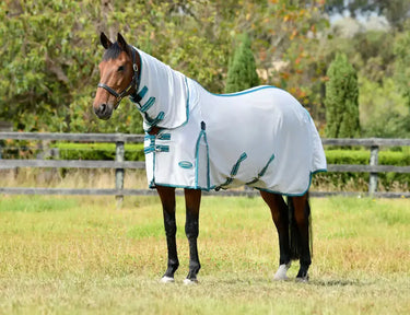 Weatherbeeta Silver/Teal Green/Stone Comfitec Zephyr Plus Mesh Fly Combo Neck| Online For Equine