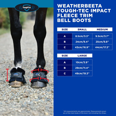 Weatherbeeta Tough-Tec Impact Fleece Trim Bell Boots Black/Black| Online For Equine