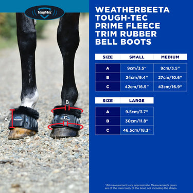 Weatherbeeta Tough-Tec Prime Fleece Trim Rubber Bell Boots Black/Black| Online For Equine