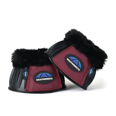 Weatherbeeta Tough-Tec Prime Fleece Trim Rubber Bell Boots Black/Burgundy| Online For Equine
