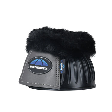 Weatherbeeta Tough-Tec Prime Fleece Trim Rubber Bell Boots Black/Grey| Online For Equine