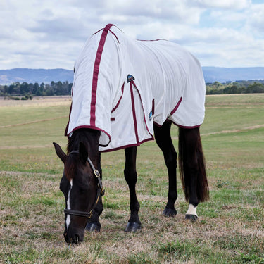 Weatherbeeta White/Burgundy Comfitec Essential Fly Sheet Combo| Online For Equine