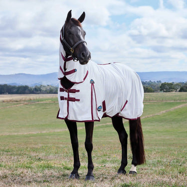 Weatherbeeta White/Burgundy Comfitec Essential Fly Sheet Combo| Online For Equine