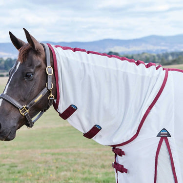 Weatherbeeta White/Burgundy Comfitec Essential Fly Sheet Combo| Online For Equine