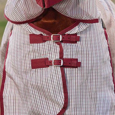 Weatherbeeta White/Burgundy Comfitec Ripshield Detach-A-Neck Fly Sheet| Online For Equine