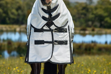 Weatherbeeta White/Charcoal Comfitec Sweet Itch Shield Fly Sheet Combo| Online For Equine