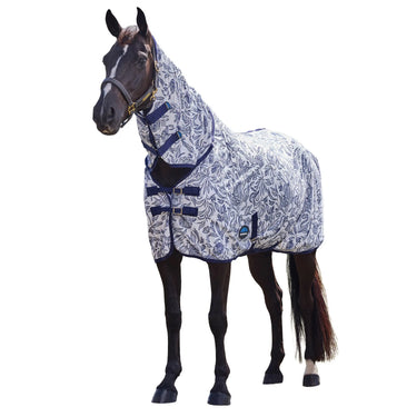 Weatherbeeta White/Navy Floral Print Comfitec Limited Edition Fly Sheet Combo| Online For Equine