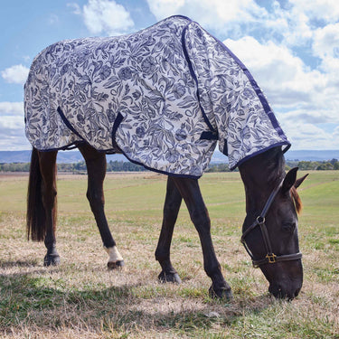 Weatherbeeta White/Navy Floral Print Comfitec Limited Edition Fly Sheet Combo| Online For Equine