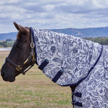 Weatherbeeta White/Navy Floral Print Comfitec Limited Edition Fly Sheet Combo| Online For Equine
