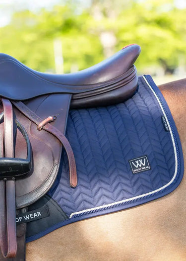 Woof Wear Navy Herringbone Saddle Close Contact Pad| Online For Equine