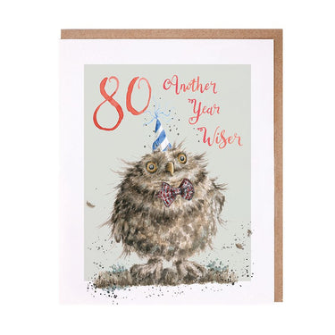 Wrendale Designs '80 Another Year Wiser' Owl Birthday Card| Online For Equine