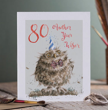 Wrendale Designs '80 Another Year Wiser' Owl Birthday Card| Online For Equine