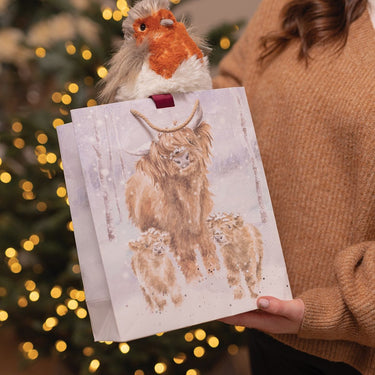 Wrendale Designs 'A Highland Christmas' Highland Cow Large Gift Bag| Online For Equine