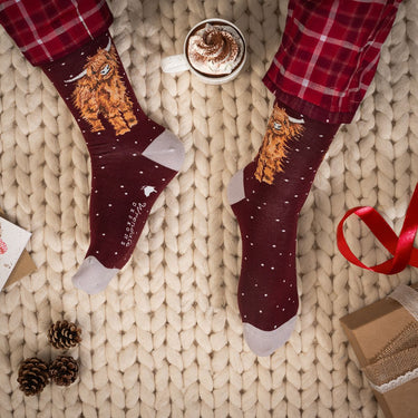 Wrendale Designs 'A Highland Christmas' Highland Cow Men'S Christmas Socks| Online For Equine