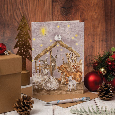 Wrendale Designs 'Away In A Manger' Farmyard Advent Calendar Card| Online For Equine
