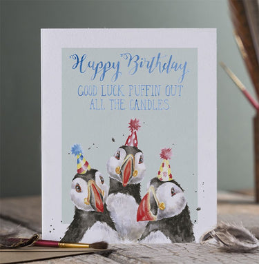 Wrendale Designs 'Birthday Candles' Puffin Birthday Card| Online For Equine