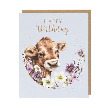 Wrendale Designs 'Blooming Birthday' Cow Birthday Card| Online For Equine