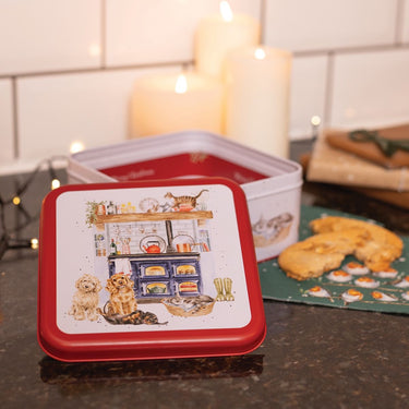 Wrendale Designs 'Country Kitchen' Dog And Cat Christmas Square Tin| Online For Equine