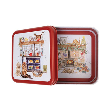 Wrendale Designs 'Country Kitchen' Dog And Cat Christmas Square Tin| Online For Equine