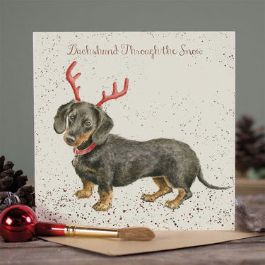 Wrendale Designs 'Dachshund Through The Snow' Dachshund Christmas Card| Online For Equine