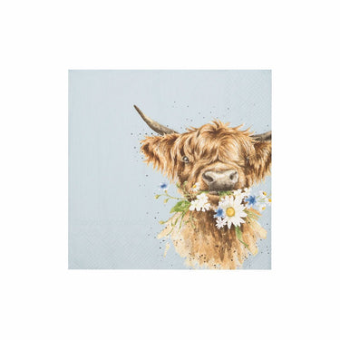 Wrendale Designs 'Daisy Coo' Highland Cow Cocktail Napkin| Online For Equine