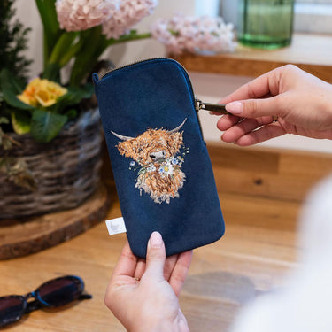 Wrendale Designs 'Daisy Coo' Highland Cow Embroidered Glasses Pouch| Online For Equine