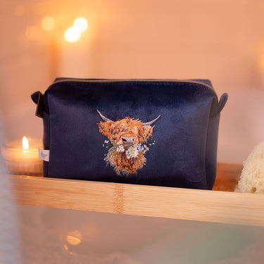 Wrendale Designs 'Daisy Coo' Highland Cow Embroidered Make Up Bag| Online For Equine