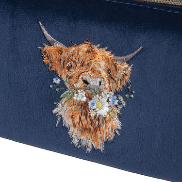 Wrendale Designs 'Daisy Coo' Highland Cow Embroidered Make Up Brush Bag| Online For Equine
