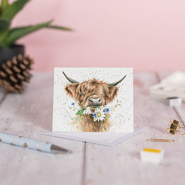 Wrendale Designs 'Daisy Coo' Highland Cow Mini Card| Online For Equine