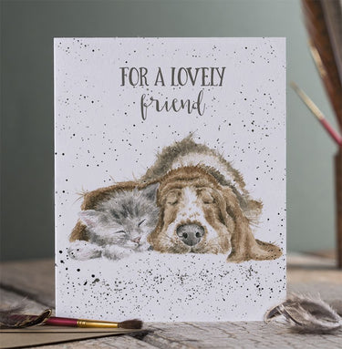 Wrendale Designs 'Dog And Catnap' Basset Hound & Cat Card| Online For Equine