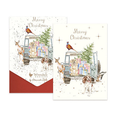 Wrendale Designs 'Driving Home For Christmas' Dog And Woodland Animal Christmas Card Pack| Online For Equine
