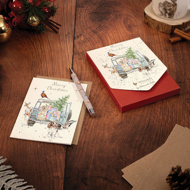 Wrendale Designs 'Driving Home For Christmas' Dog And Woodland Animal Christmas Card Pack| Online For Equine
