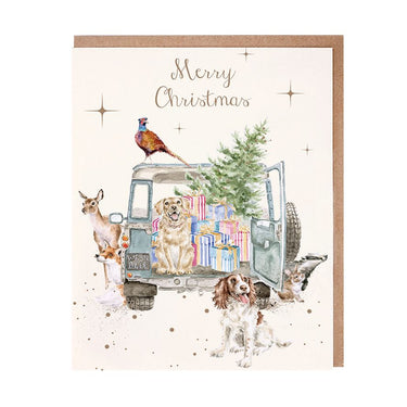 Wrendale Designs 'Driving Home For Christmas' Dog And Woodland Animal Christmas Card Pack| Online For Equine
