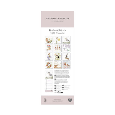 Wrendale Designs 'Feathered Friends' Bird Slim Calendar 2027| Online For Equine