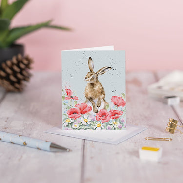 Wrendale Designs 'Field Of Flowers' Hare Mini Card| Online For Equine