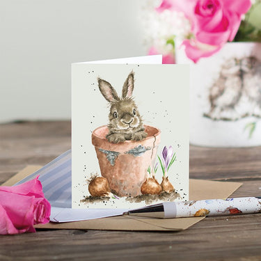 Wrendale Designs 'Flower Pot Bunny' Rabbit Mini Card| Online For Equine