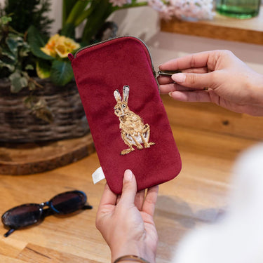 Wrendale Designs 'Golden Hour' Hare Embroidered Glasses Pouch| Online For Equine