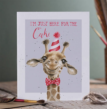 Wrendale Designs 'Here For The Cake' Giraffe Birthday Card| Online For Equine