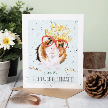 Wrendale Designs 'Lettuce Celebrate' Guinea Pig Birthday Card| Online For Equine