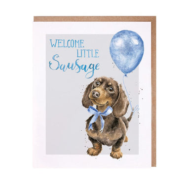 Wrendale Designs 'Little Sausage' Dachshund New Baby Boy Card| Online For Equine