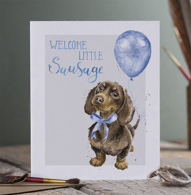 Wrendale Designs 'Little Sausage' Dachshund New Baby Boy Card| Online For Equine