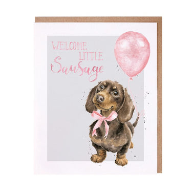 Wrendale Designs 'Little Sausage' Dachshund New Baby Girl Card| Online For Equine