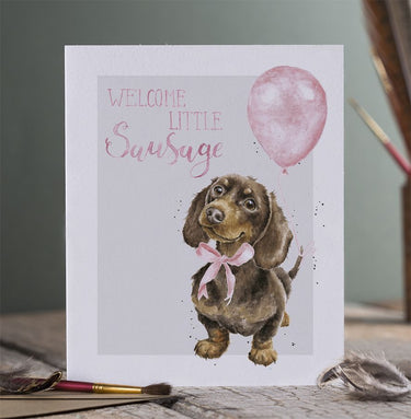 Wrendale Designs 'Little Sausage' Dachshund New Baby Girl Card| Online For Equine