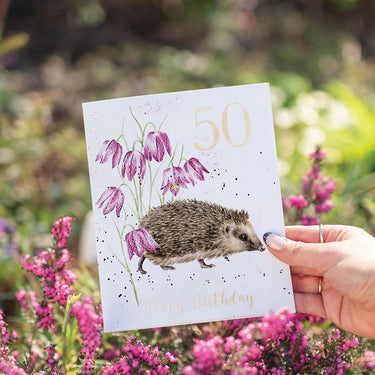 Wrendale Designs 'Little Wanderer' Hedgehog 50Th Birthday Card| Online For Equine