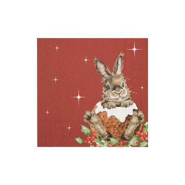 Wrendale Designs 'Merry Little Christmas' Rabbit Cocktail Napkin| Online For Equine