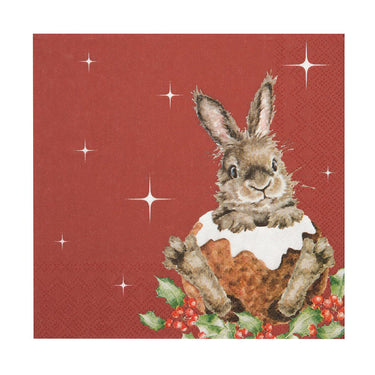 Wrendale Designs 'Merry Little Christmas' Rabbit Lunch Napkin| Online For Equine