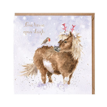Wrendale Designs 'One Horse Open Sleigh' Horse Christmas Card| Online For Equine
