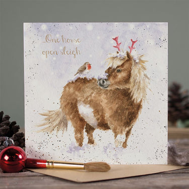 Wrendale Designs 'One Horse Open Sleigh' Horse Christmas Card| Online For Equine